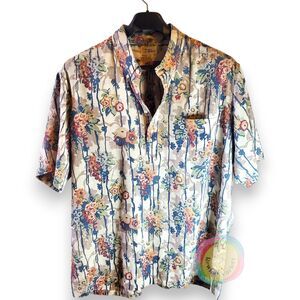 Reyn Spooner Shirt Men 3XL 4XL Beige Floral Pullover Reverse Print DMGD CUTTER
